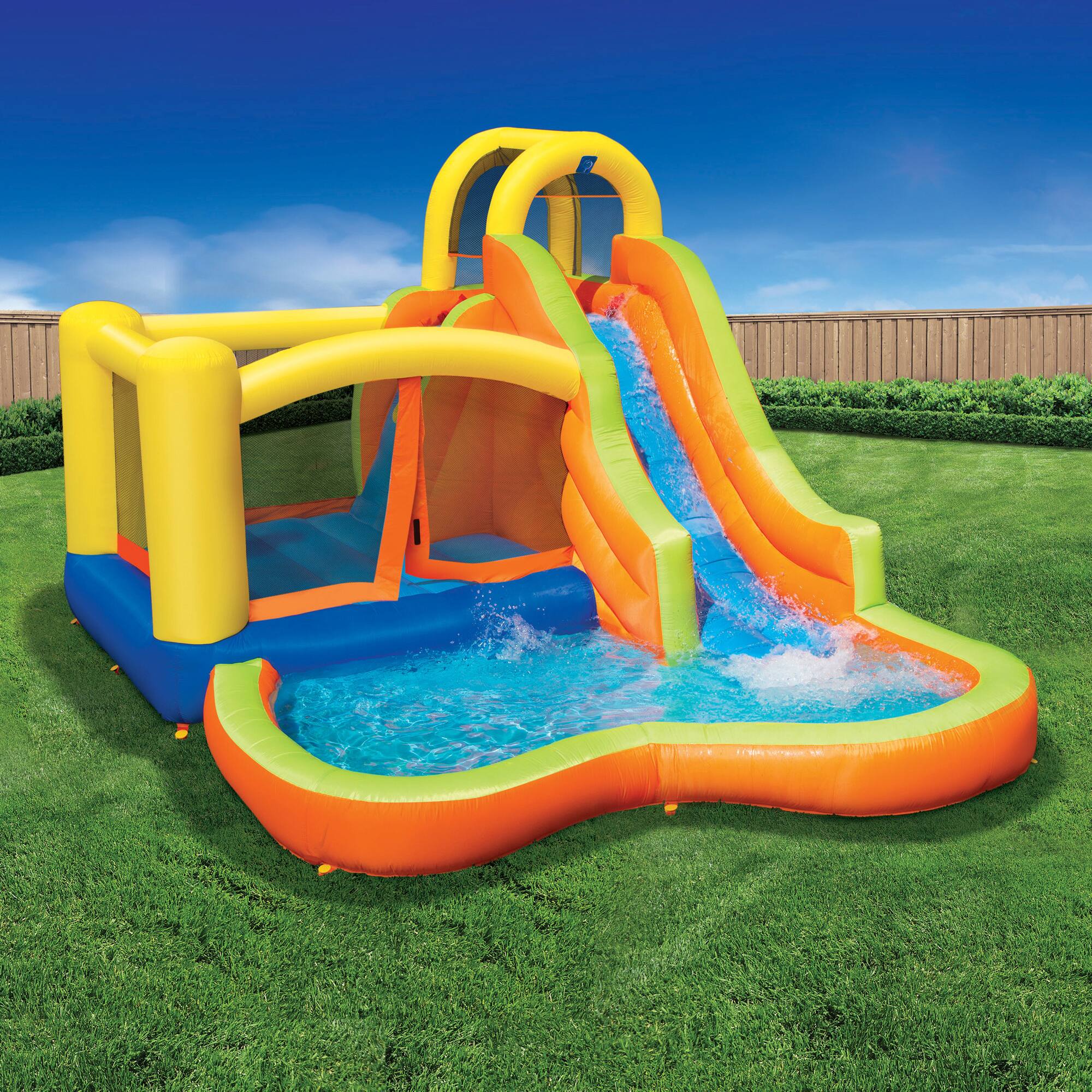 Alt View 8. Banzai - Banzai Sun 'N Splash Fun Kids Inflatable Bounce House & Water Slide Splash Park - Multicolor.