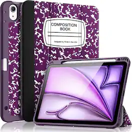 Fintie - Slim Case for iPad Air 11-inch (M4/M3/M2) & iPad Air 4th/5th Gen 10.9" | Tri-Fold Stand, Flexible Soft TPU Back Cover - Composition Purple