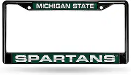 Rico Industries - (SEE A SKU) Michigan State Spartans Black Metal Laser Cut License Plate Frame - Multi
