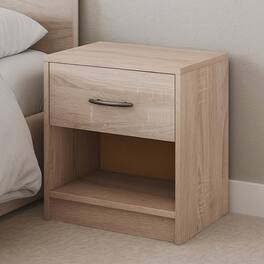 Hivvago - Wooden Bedside Unit with Shelf and Storage Drawer - Natural