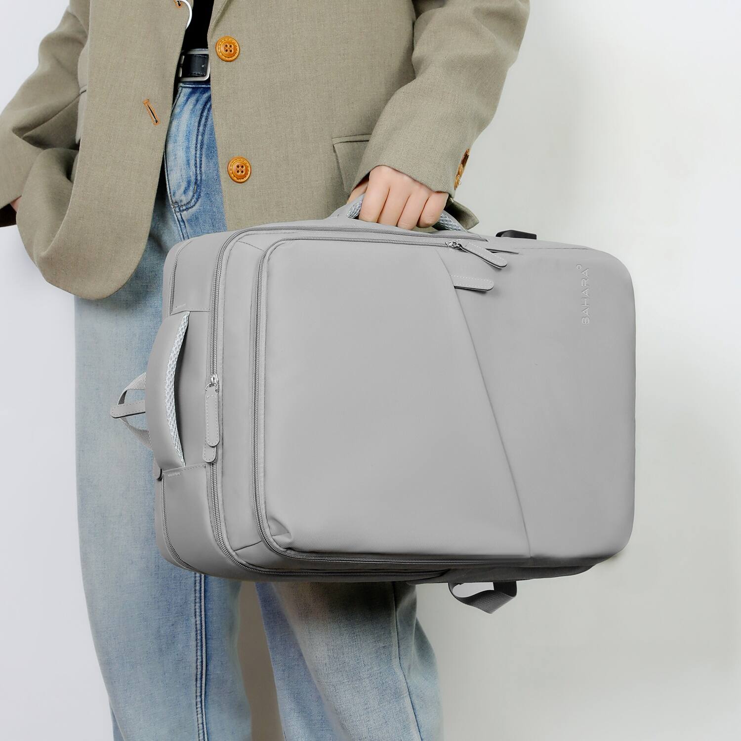 Alt View 12. SaharaCase - Water Resistant Backpack with USB Charging port and fits up to 17.3" laptop - Storm Gray.