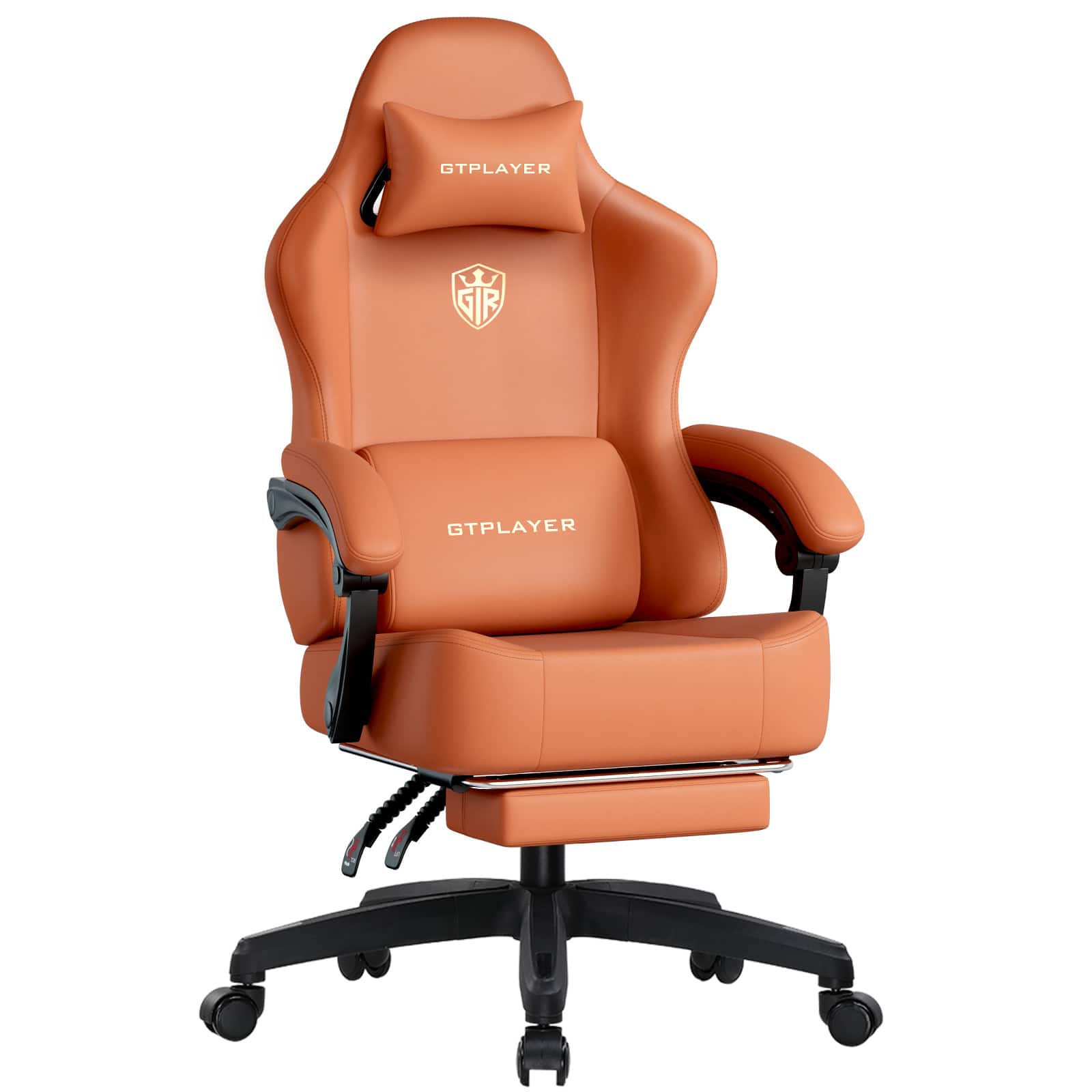 GTPlayer - Gaming Chair Big and Tall High Back Computer Chair Ergonomic Office Chair with Pocket Spring Cushion - Orange-PU
