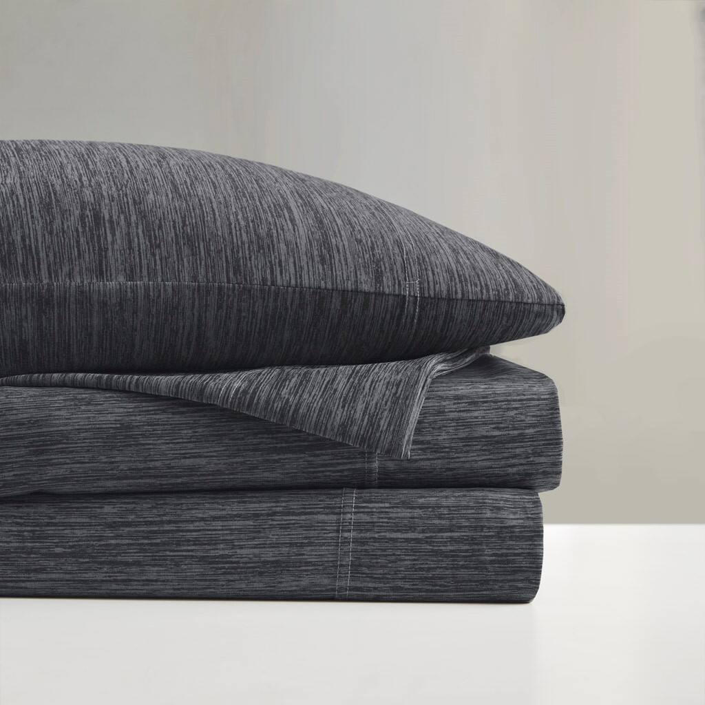 Alt View 3. Gracie Mills - Gracie Mills Azalea Heathered Jersey Knit Nylon Blend Sheet Set - Black.