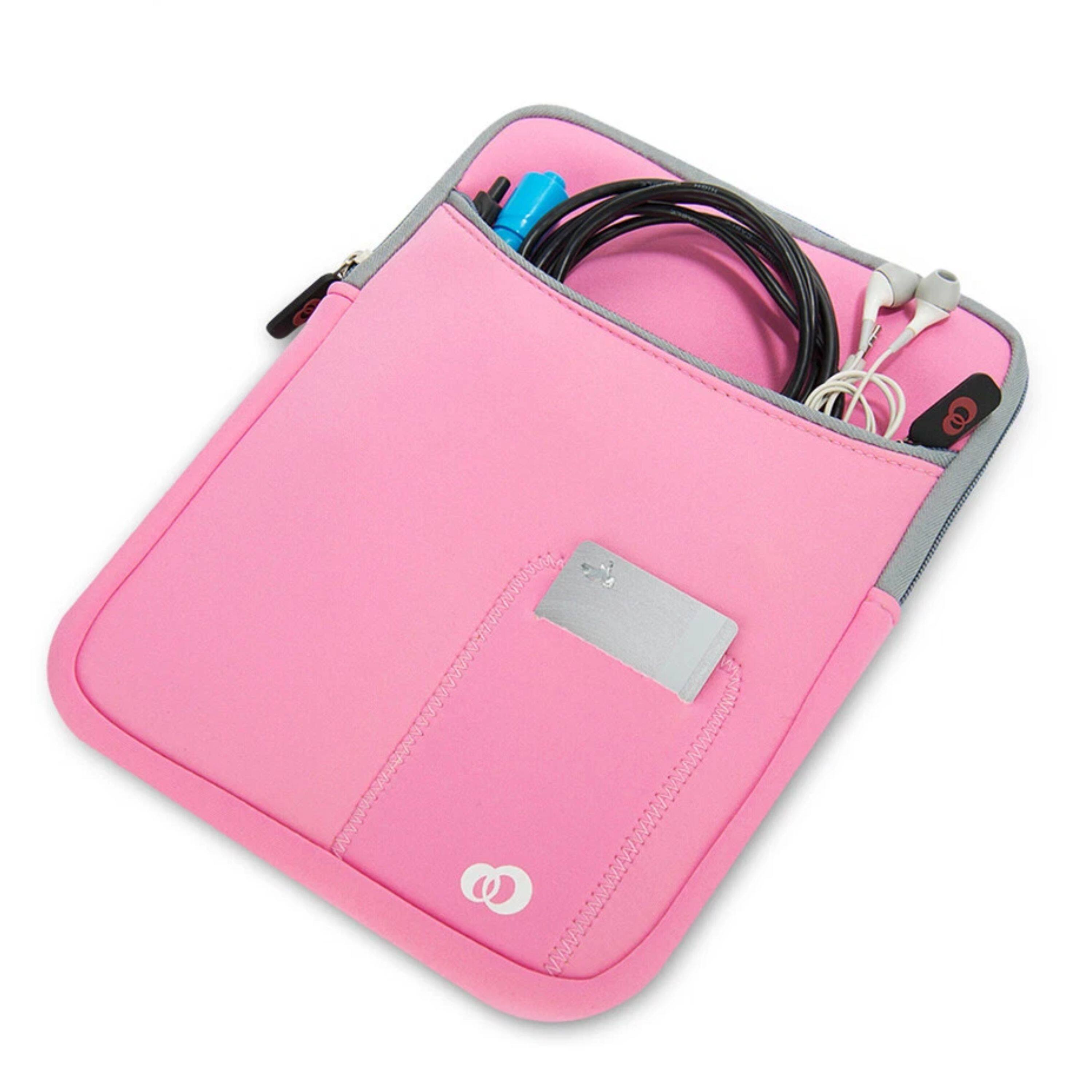 Back. Kitcheniva - Vertical Tablet Neoprene Sleeve Pouch Case For 11" iPad - Pink.