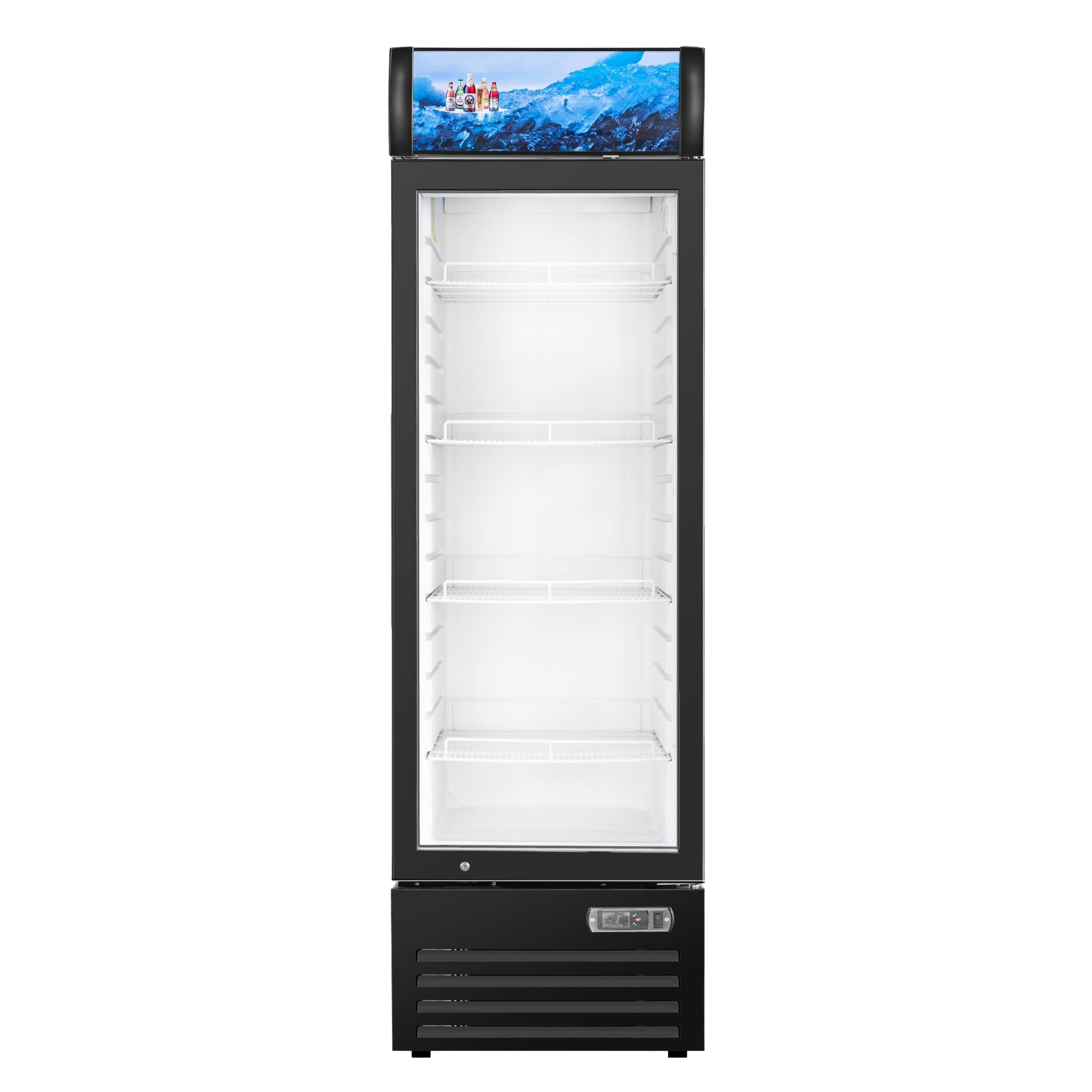 Left. Equator - Equator Vitlife 16.5 Cu Ft Commercial Glass Door Merchandiser Refrigerator, LED, Adjustable Shelves, Auto Defrost ETL - Black.