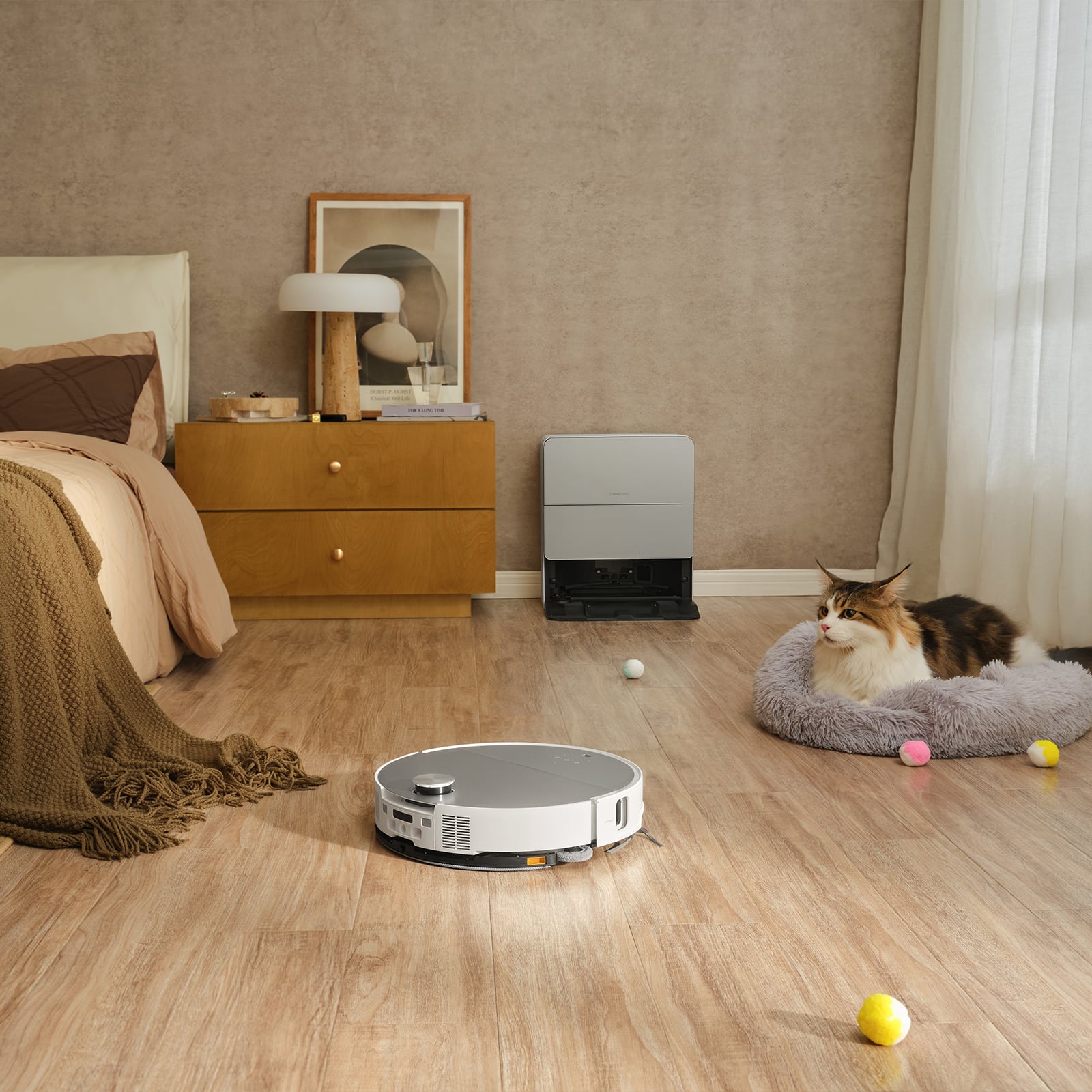 Alt View 18. Roborock - Saros 10 Ultra Thin, Self-Lifting Robot Vacuum and Mop , 22,000 Pa Suction Hyper Force and Multi-Fuction Dock - White.