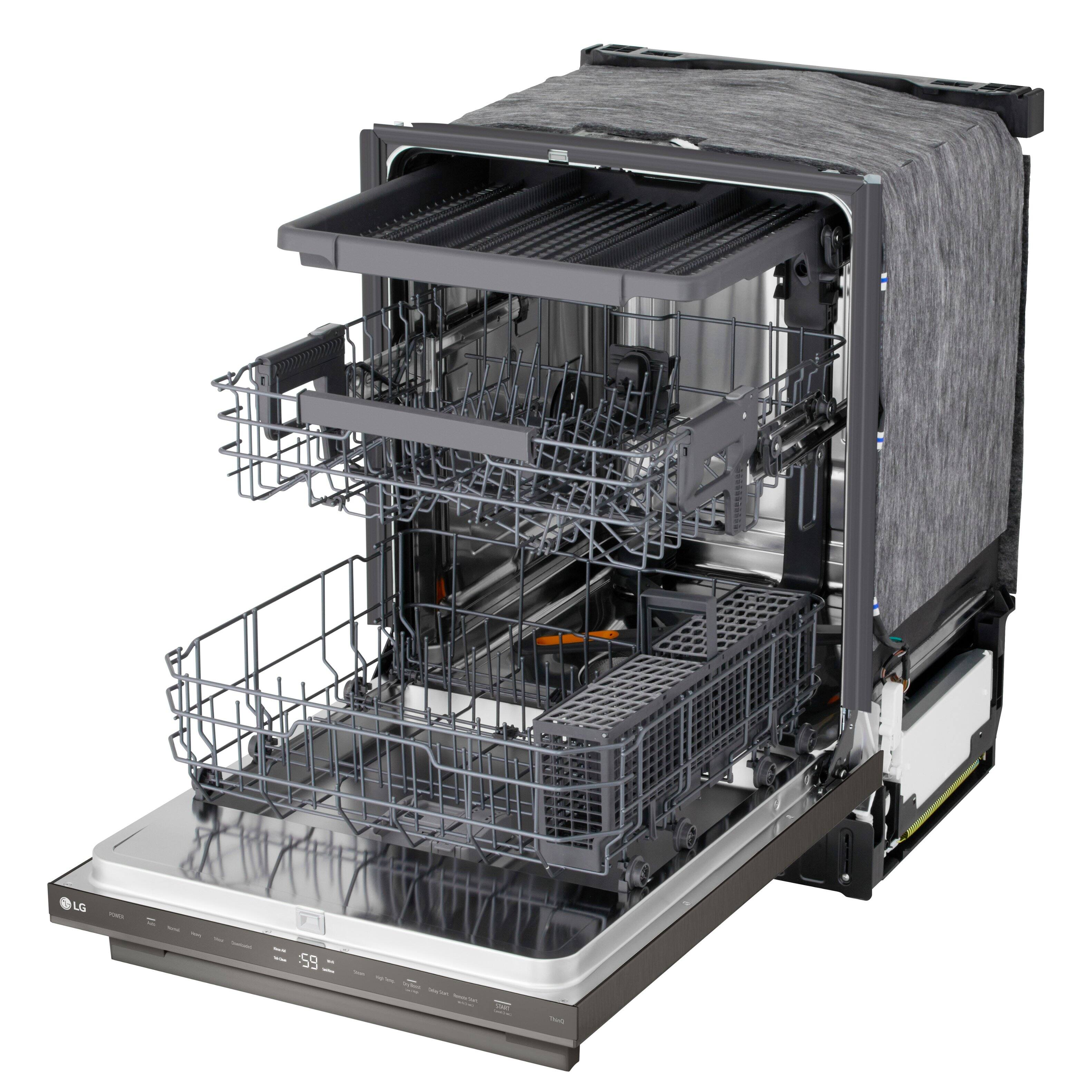 Alt View 13. LG - FlushFit 24" Top Control Smart Built-In Stainless Steel Tub Dishwasher with 3rd Rack, 1-Hour Wash & Dry Cycle and 46dBA - Black Stainless Steel.