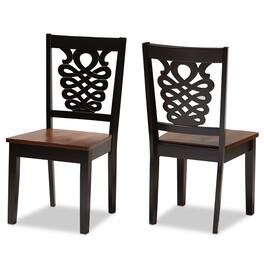 Baxton Studio - Gervais Modern Transitional Two-Tone and Finished Wood 2-Piece Dining Chair Set - Dark Brown/Walnut Brown