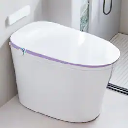 TOTTE - Smart Bidet Toilet with Auto Flush, Heated Seat, Warm Water Wash, Dryer, Foam Shield & Remote Control - White & Purple