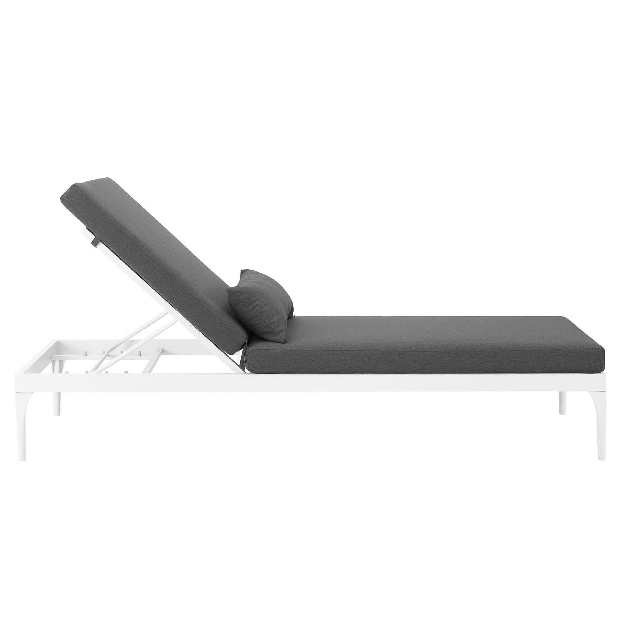 Alt View 1. Modway - Perspective Cushion Outdoor Patio Chaise Lounge Chair by Modway - White Charcoal.