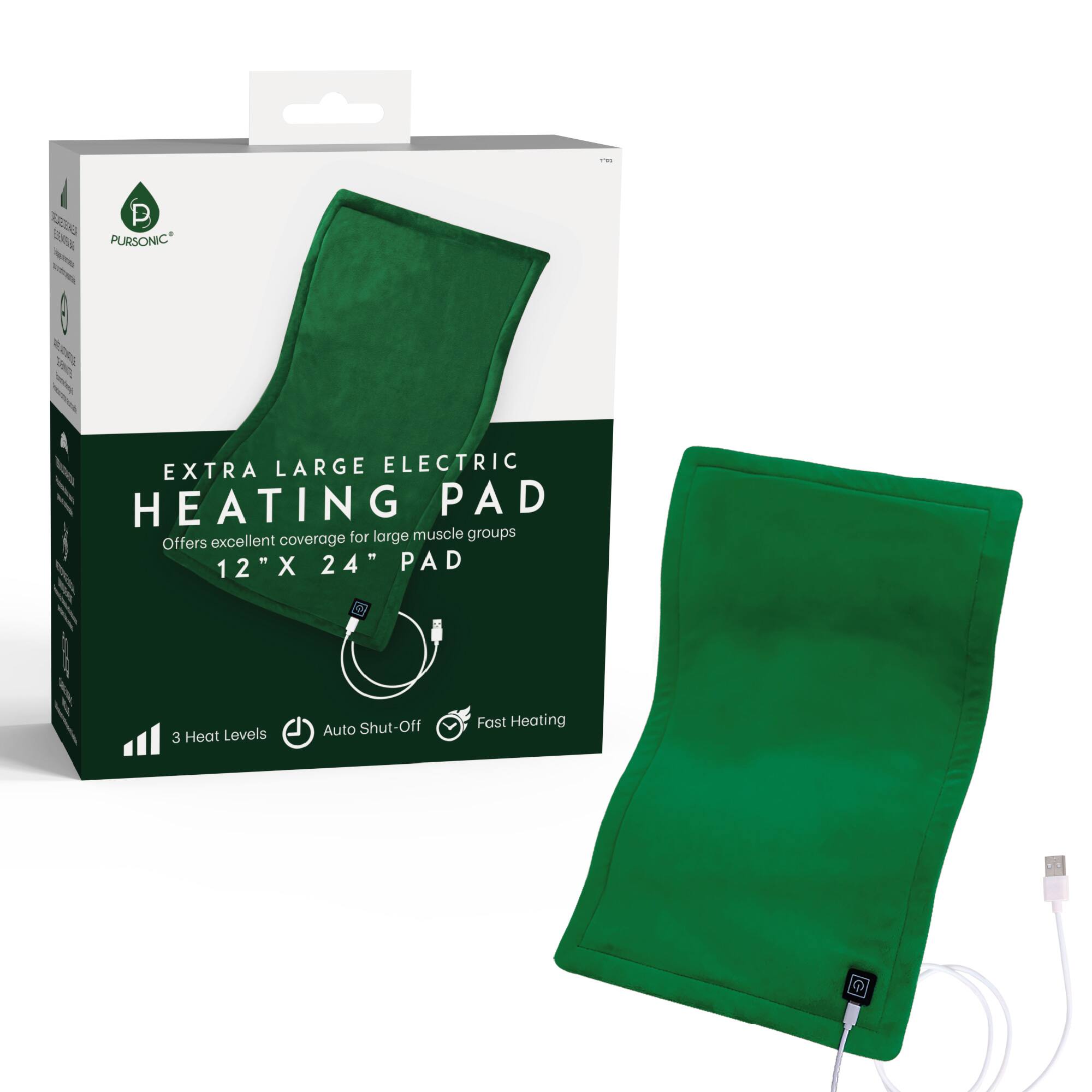 PURSONIC®

EXTRA LARGE ELECTRIC HEATING PAD

Offers excellent coverage for large muscle groups

12" X 24" PAD

3 Heat Levels
Auto Shut-Off
Fast Heating