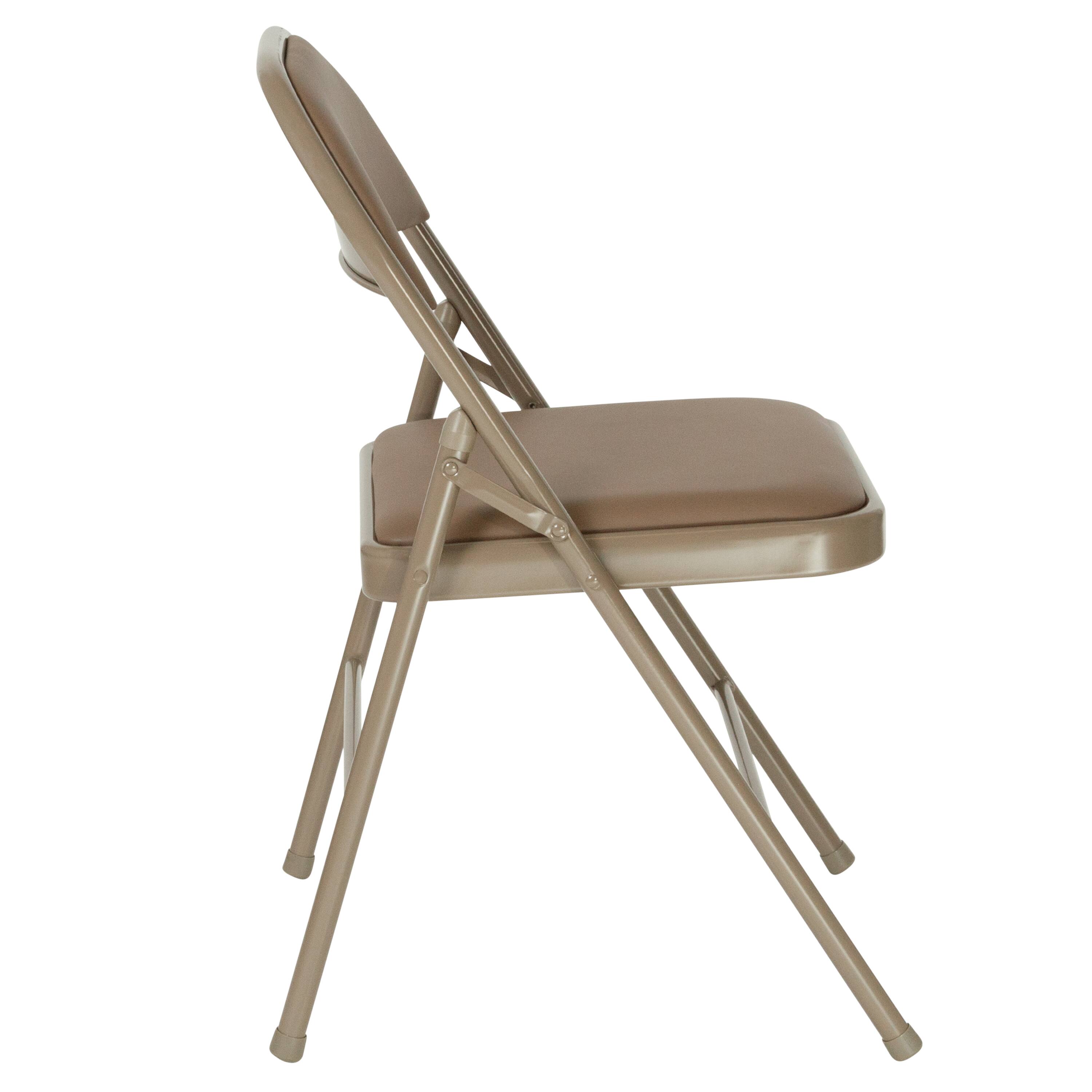 Alt View 7. Emma + Oliver - 2 Pack Home & Office Portable Vinyl Folding Metal Event Chair - Beige.