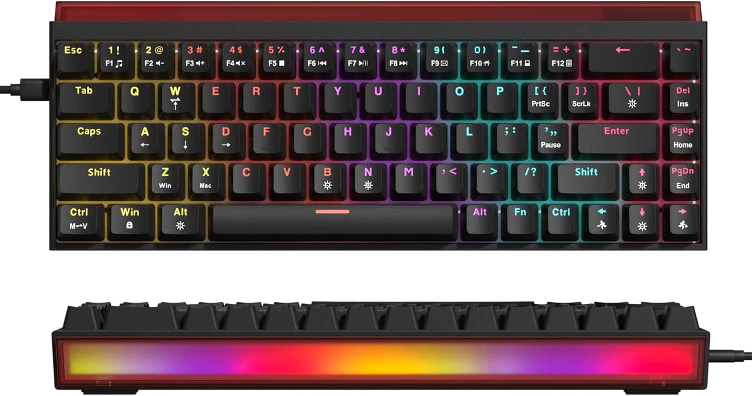 Womier - WK68 Pro 65% Wired Keyboard Gaming with Light Box,Mechanical Keyboard with MCA Keycaps - Black