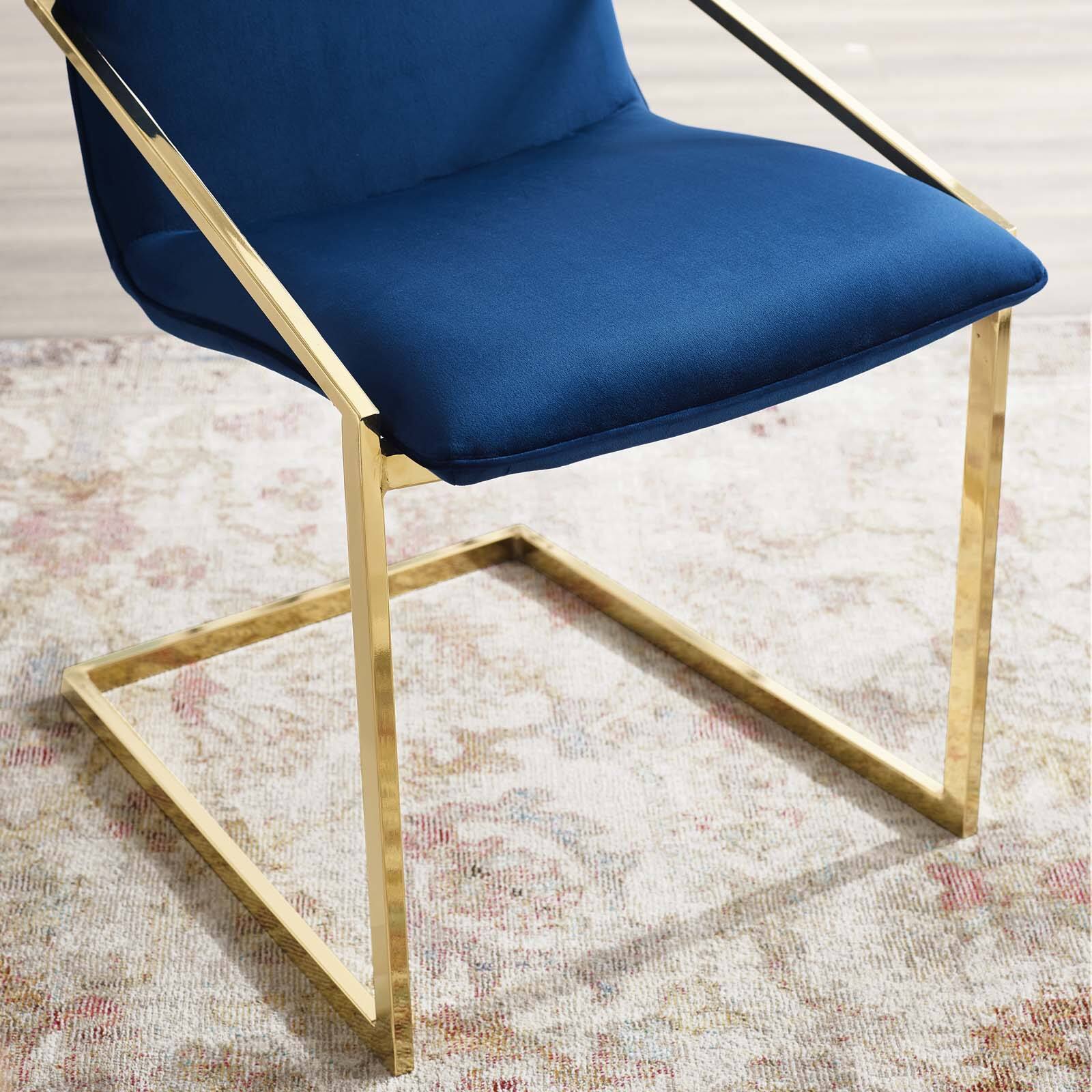 Back. Modway - Pitch Performance Velvet Dining Armchair by Modway - Gold Navy.