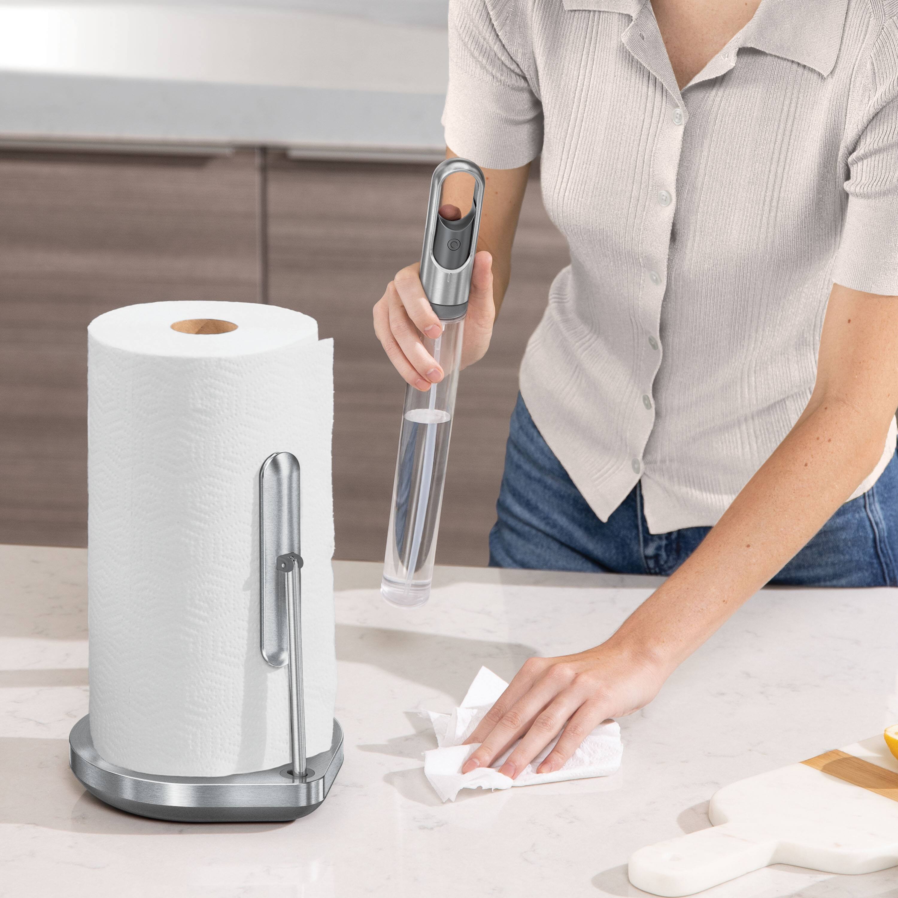 Alt View 1. simplehuman - paper towel holder with spray, brushed - Brushed.