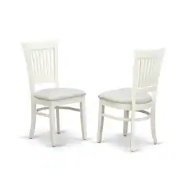 East West Furniture - AMVA3-LWH-C - 3-Piece Dinette Set- 2 Dining Room Chair and Round Dining Table - Linen Fabric Seat and Slatted Chair - Linen White