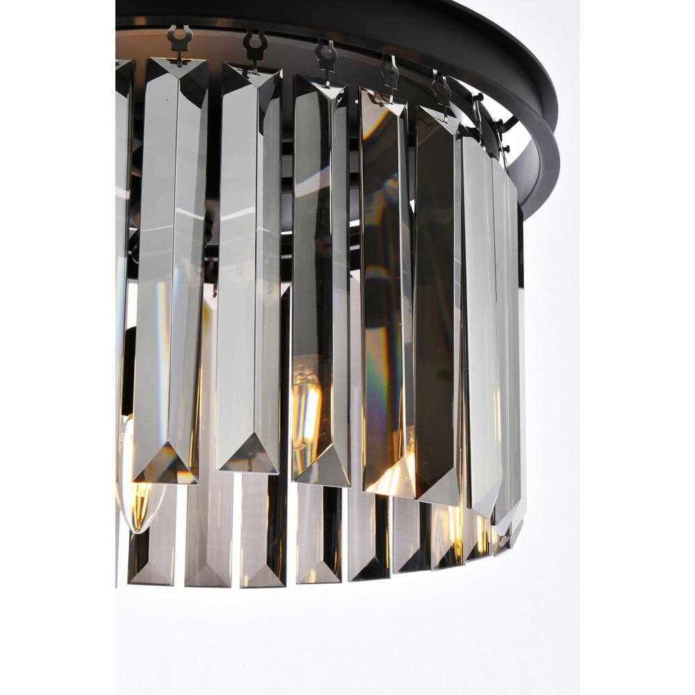 Alt View 5. Urban Classic - Sydney 3 light Matte Black Pendant Silver Shade (Grey) Royal Cut Crystal - Matte Black.