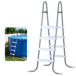 VEVOR - Above Ground Pool Ladder, 4-Step Steel A-Frame Swimming Pool Stairs for 48 in High Wall, 300 lbs Capacity Entry/Exit - Gray & White