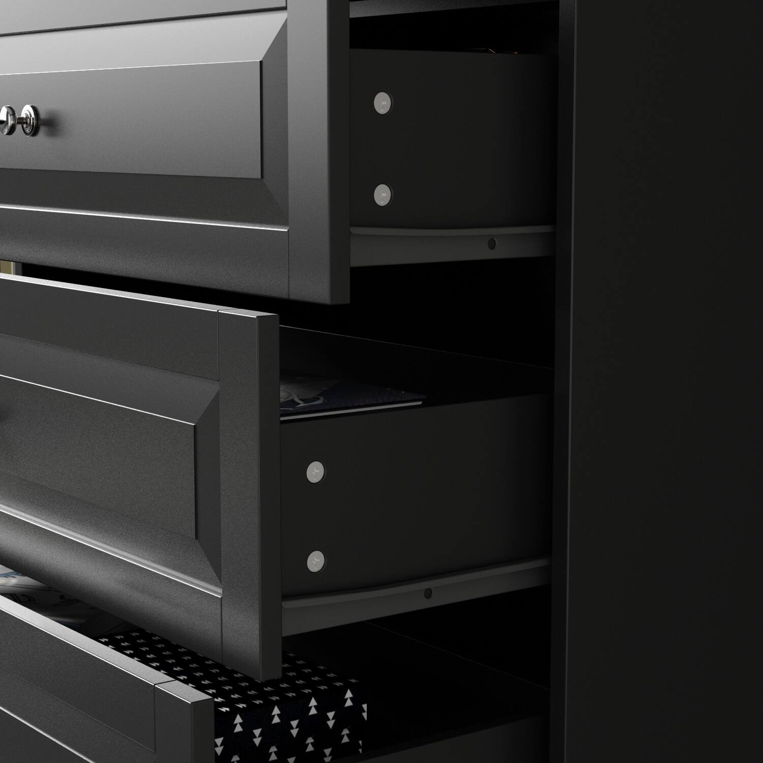 Back. FUFU & GAGA - Classic Multi-Drawer Storage Cabinet – A Perfect Fusion of Space Organization and Aesthetic Design - Black.