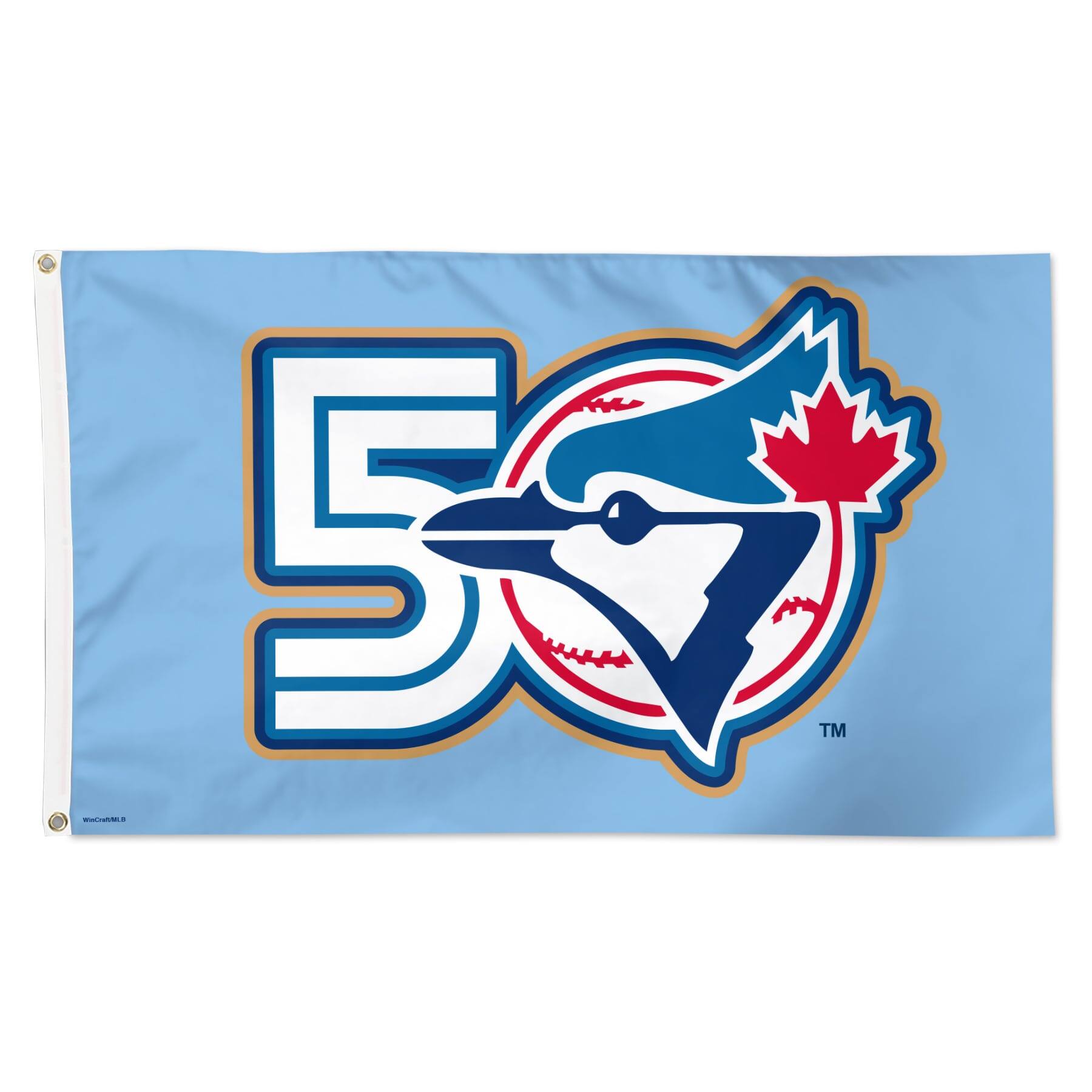 Front. WinCraft - Toronto Blue Jays 3' x 5' Single-Sided 50th Season Deluxe Flag - Multicolor.