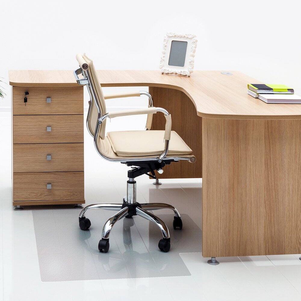 Left. Floortex - Vinyl Lipped Chair Mat for Hard Floor - 45" x 53" - Clear.