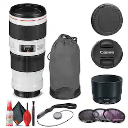 Canon - EF 70-200mm f/4L IS II USM Lens (2309C002) + Filter + Cap Keeper Base Bundle (International Version)