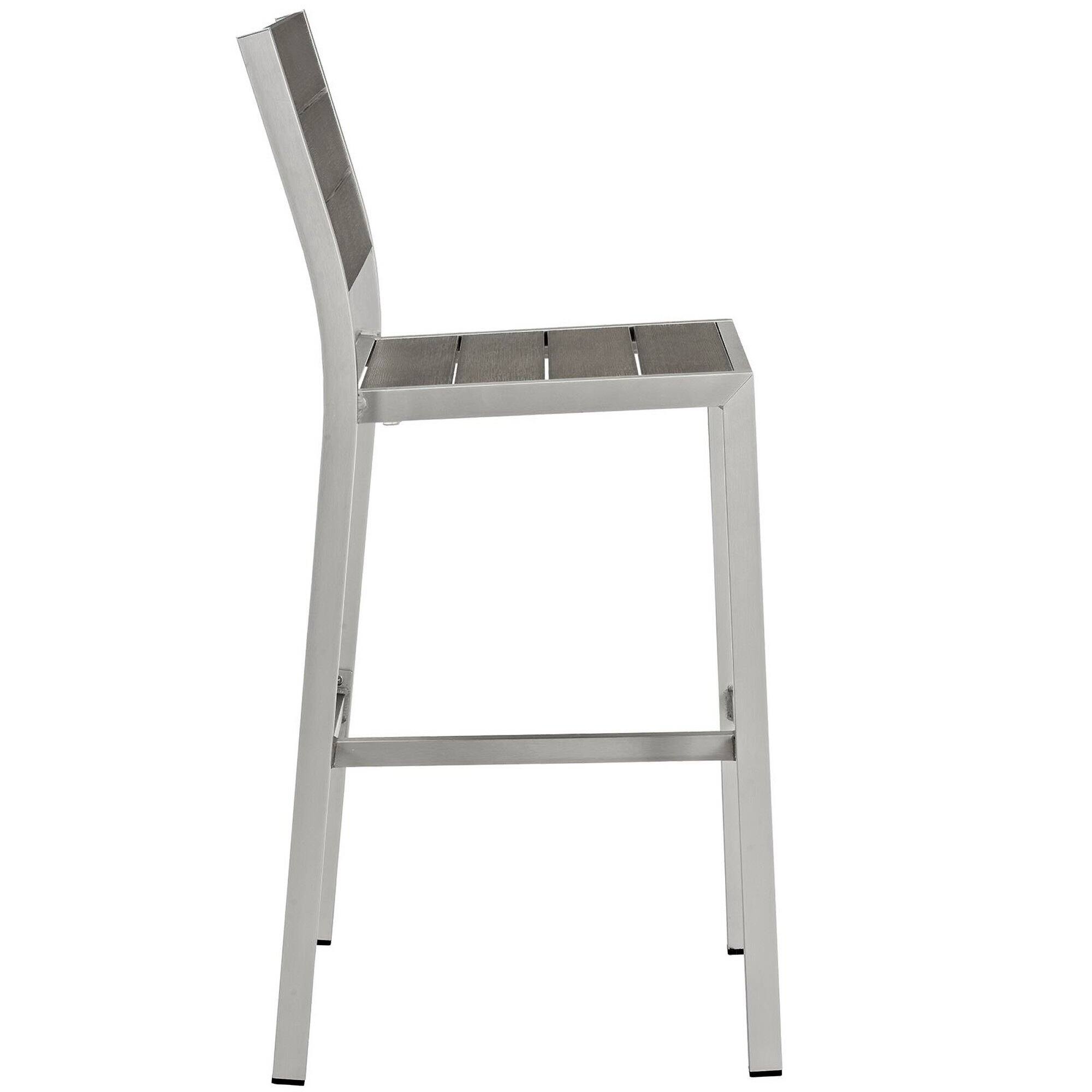 Left. Modway - Shore Outdoor Patio Aluminum Armless Bar Stool by Modway - Silver Gray.