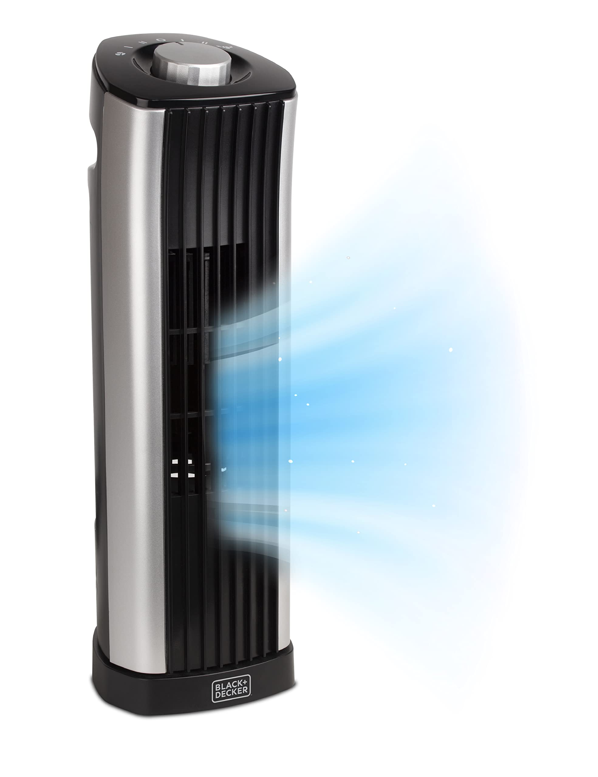 Black+Decker - 14" Mini Oscillating Tower Fan, Portable Desk Fan with 2 Speed Settings and Simple Dial Control, BFT114 - Black