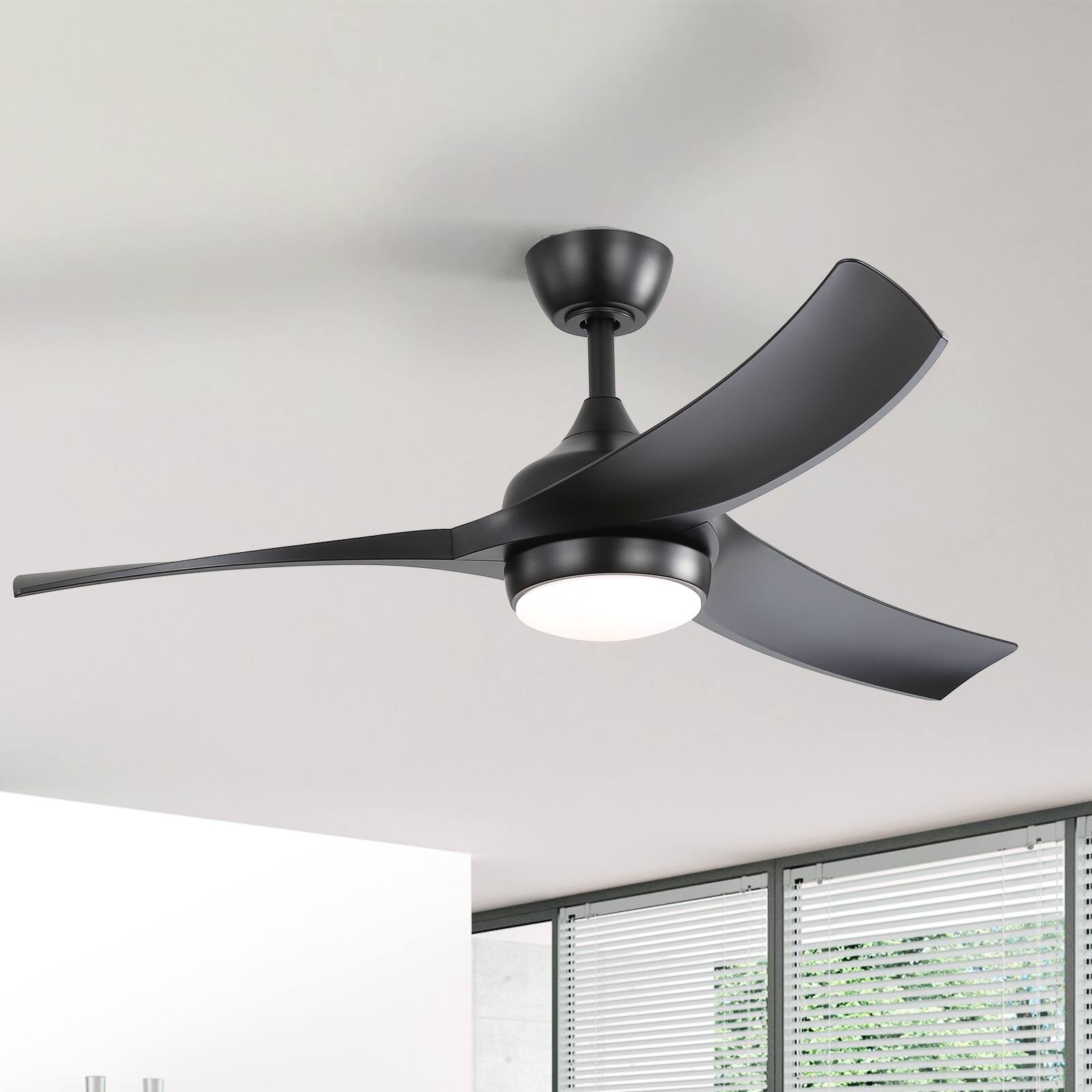 Alt View 3. Sofucor - 52 Inch Bedroom Ceiling Fan with Integrated LED Light and Remote Control Quiet DC Motor Indoor Outdoor - Black.