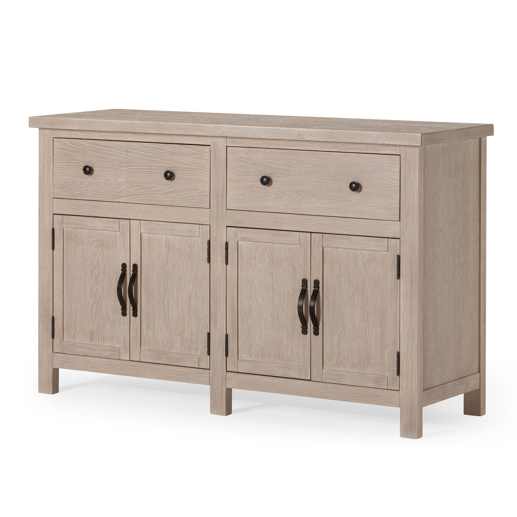 Front. Maven Lane - Maven Lane Felix Rustic Wooden Sideboard in Weathered White Finish - Weathered White.