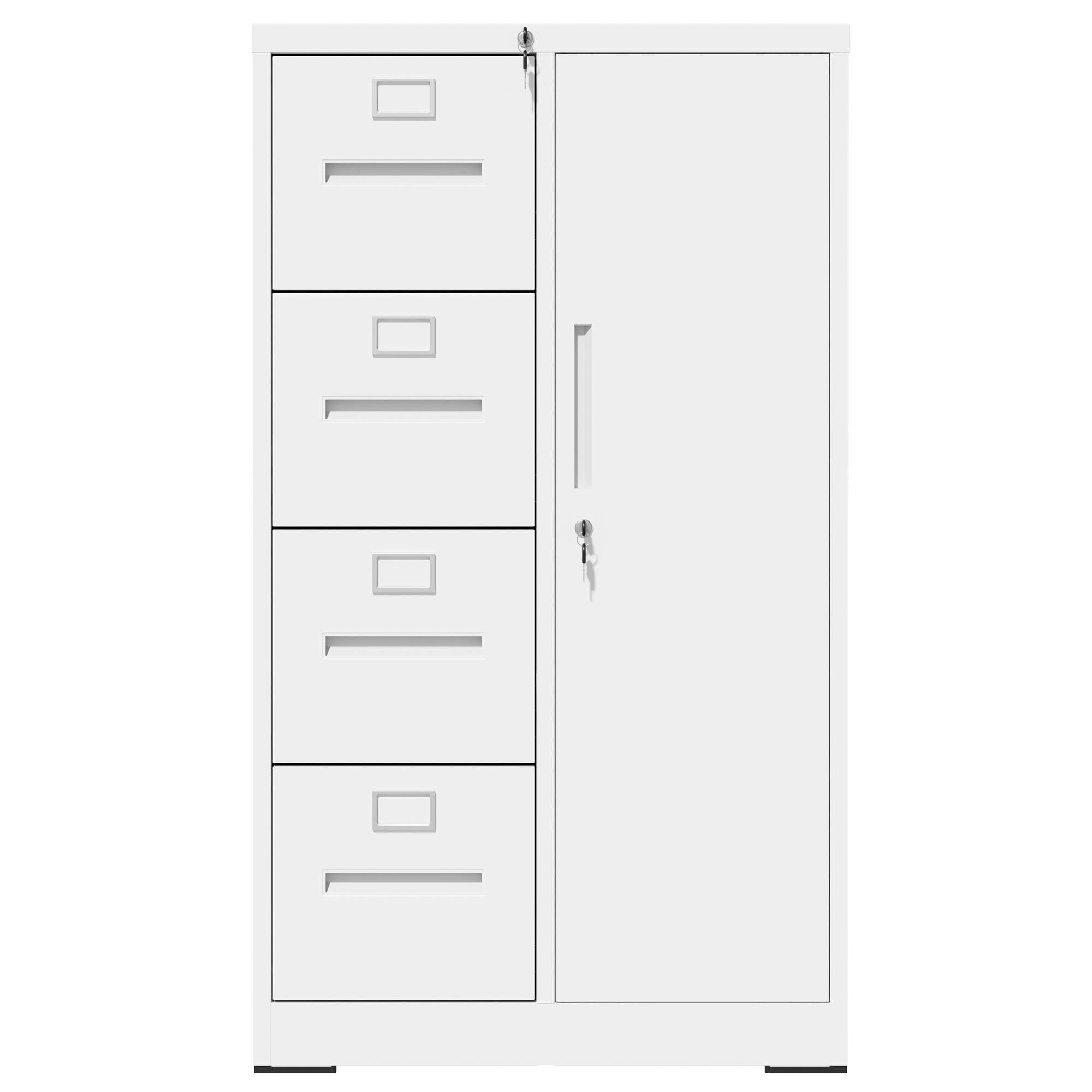 Boyel Living White Metal Storage Vertical Filing Cabinet with Lock ...