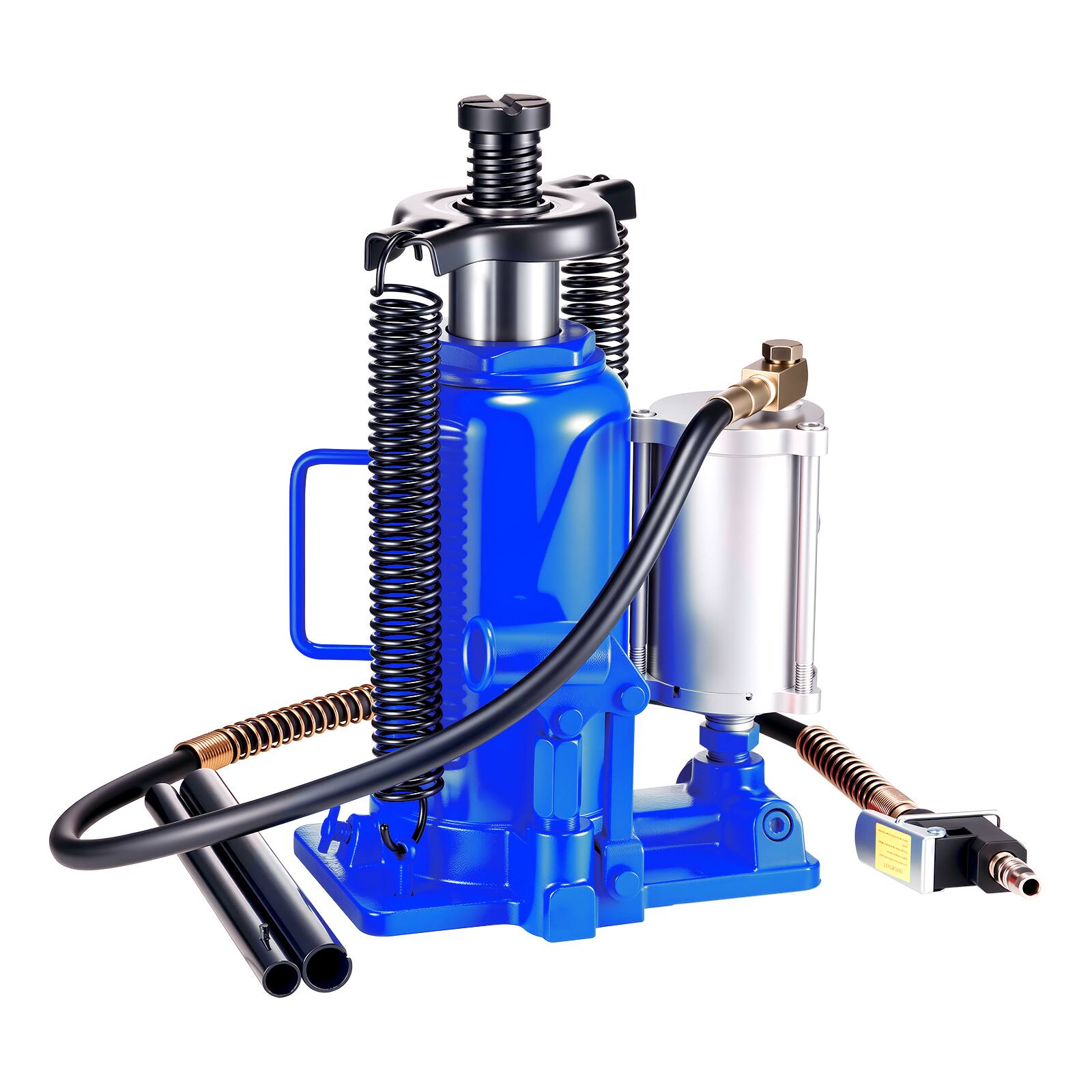 Alt View 5. VEVOR - Air Hydraulic Bottle Jack, 20 Ton (44092 lbs) Capacity, 10.2-19.5 Inch Lifting Range, Pneumatic/Manual Heavy Duty Welded - Blue;Black.