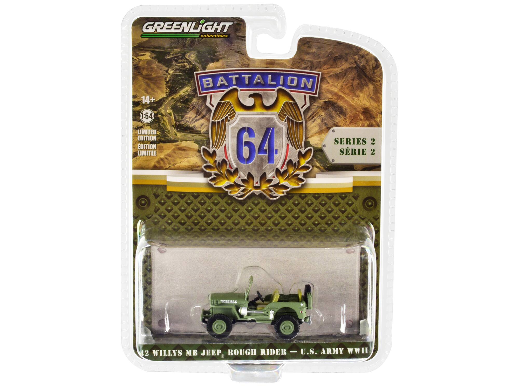 GREENLIGHT collectibles 14+ 1:64 LIMITED EDITION EDITION LIMITEE BATTALION SERIES 2 64 SRIE 2 2 12 WILLYS MB JEEP ROUGH RIDER - U.S. ARMY WWII