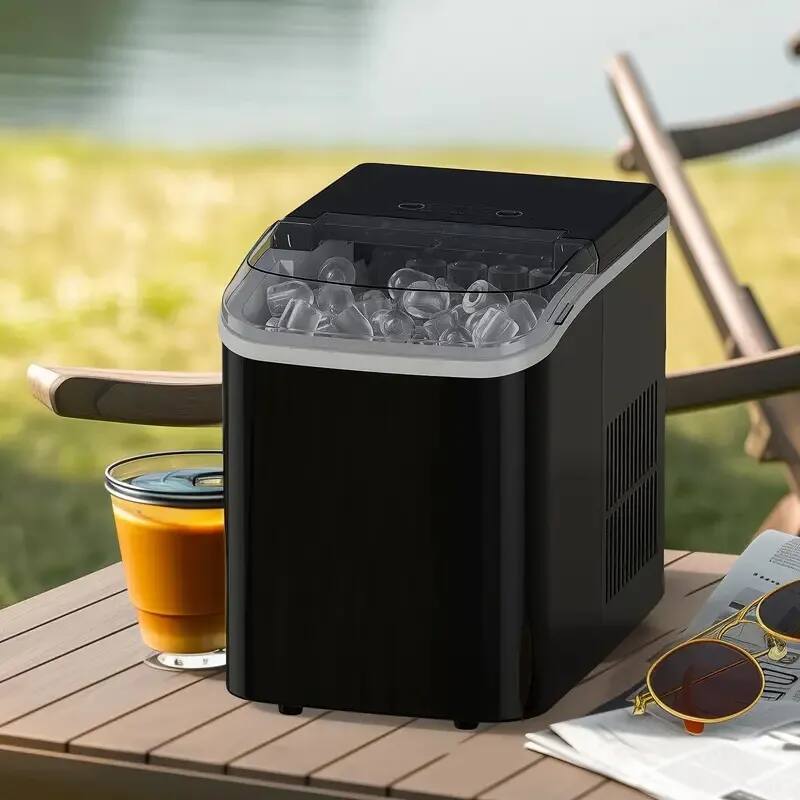 Back. Forest'nSky - Portable Ice Maker - 24.5 lb/24H, 9 Bullet Ice in 6 Mins, Self-Clean, Low Noise, Handle for Camping/BBQ,Black - Black.