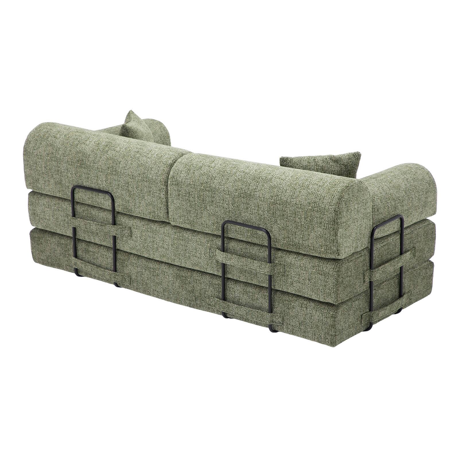 Alt View 3. Anysun - Two-Tone Convertible Sleeper Sofa Bed - Folding Mattress Couch with Fixed Frame for Living Room & Bedroom. - Moss Green.