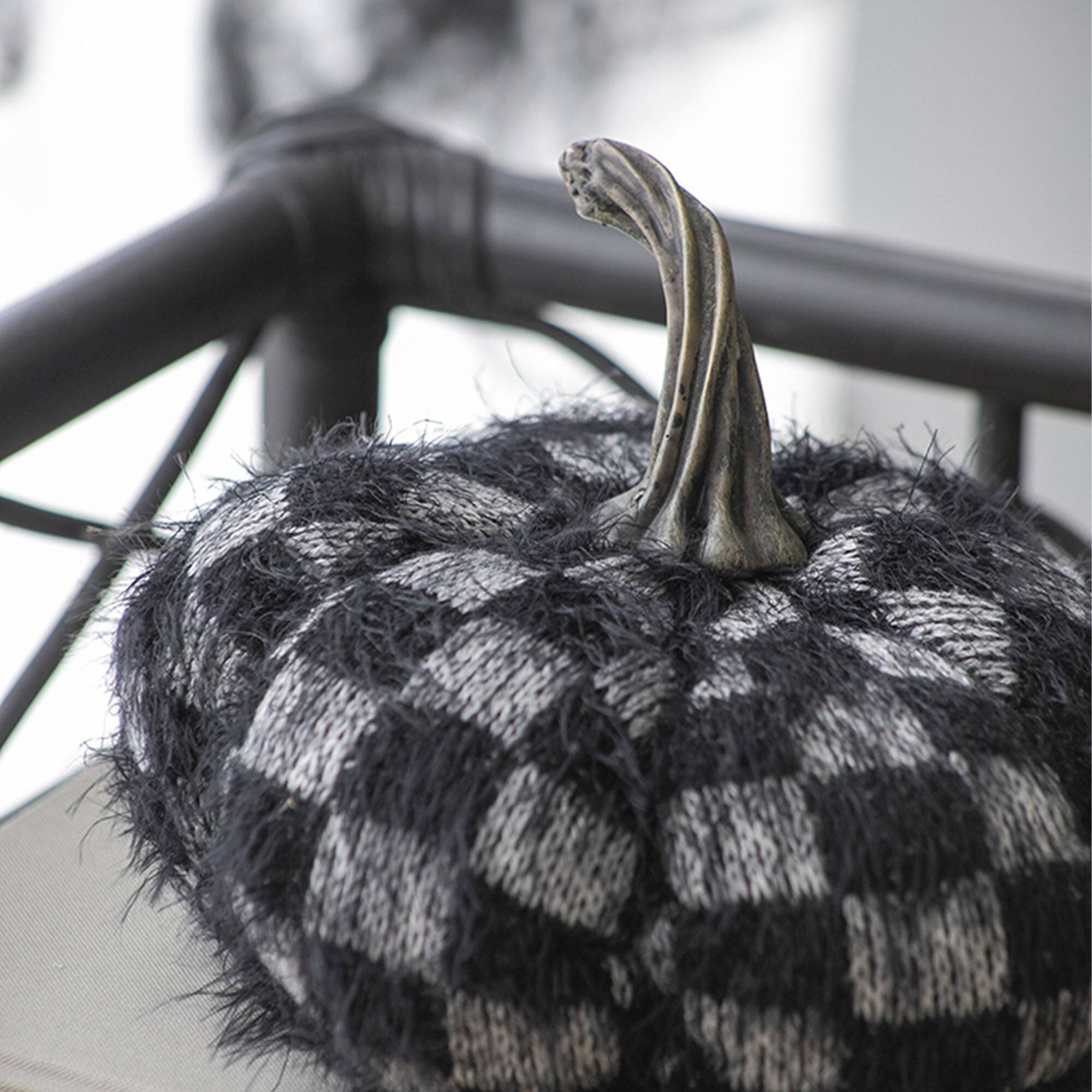 Alt View 7. Boyel Living - 8.3 Inch Black Plaid Fabric Pumpkin Decor Halloween and Fall Home Decoration - Black,White.