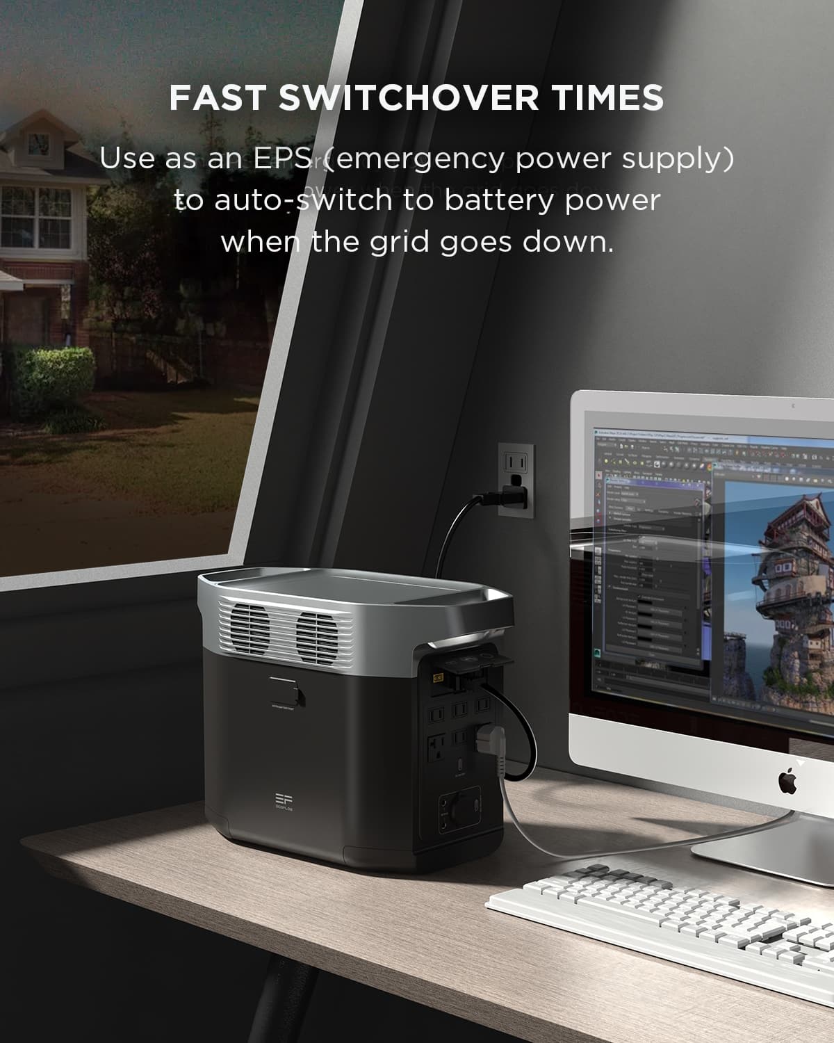 FAST SWITCHOVER TIMES: Use as an EPS (emergency power supply) to auto-switch to battery power when the grid goes down.