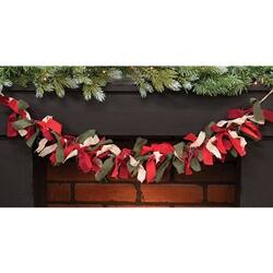 BreeBe Primitive Red Green & White Rag Garland Red, White, Green ...