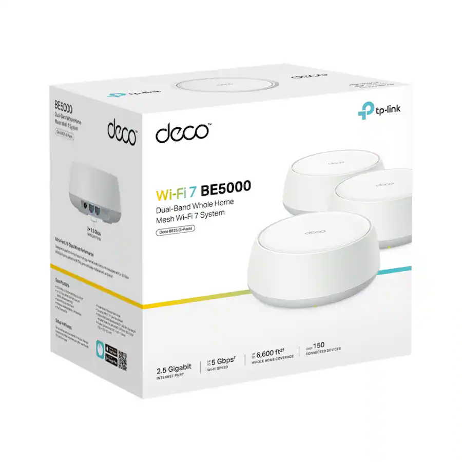 TP Link Deco 7 BE5000 Dual Band Wi Fi 7 Whole Home Mesh Router System ...