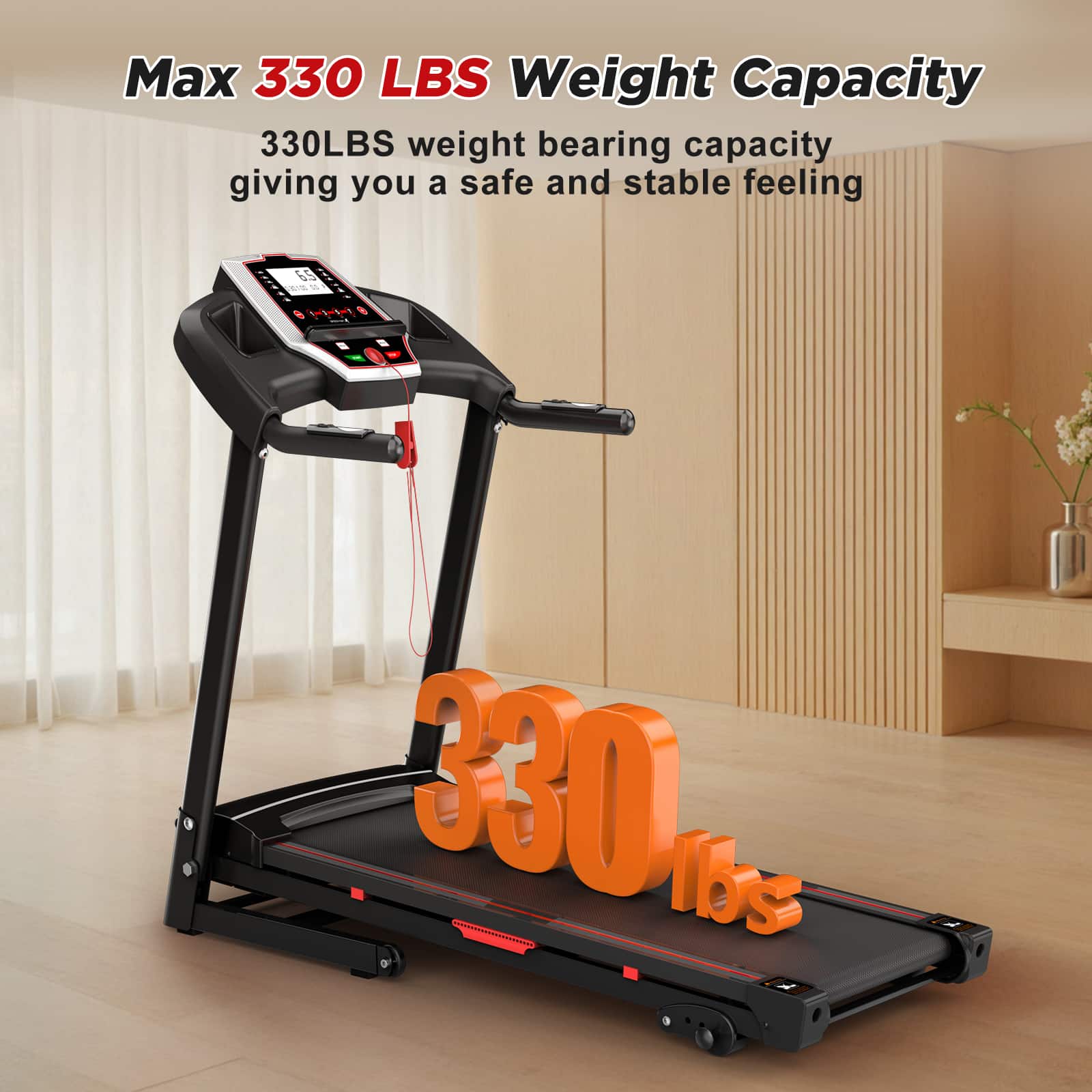 APRILSOUL - Folding Treadmills 4HP Portable Incline Electric 12 Preset Programs Indoor Workout Space Save Apartment APP - Black
