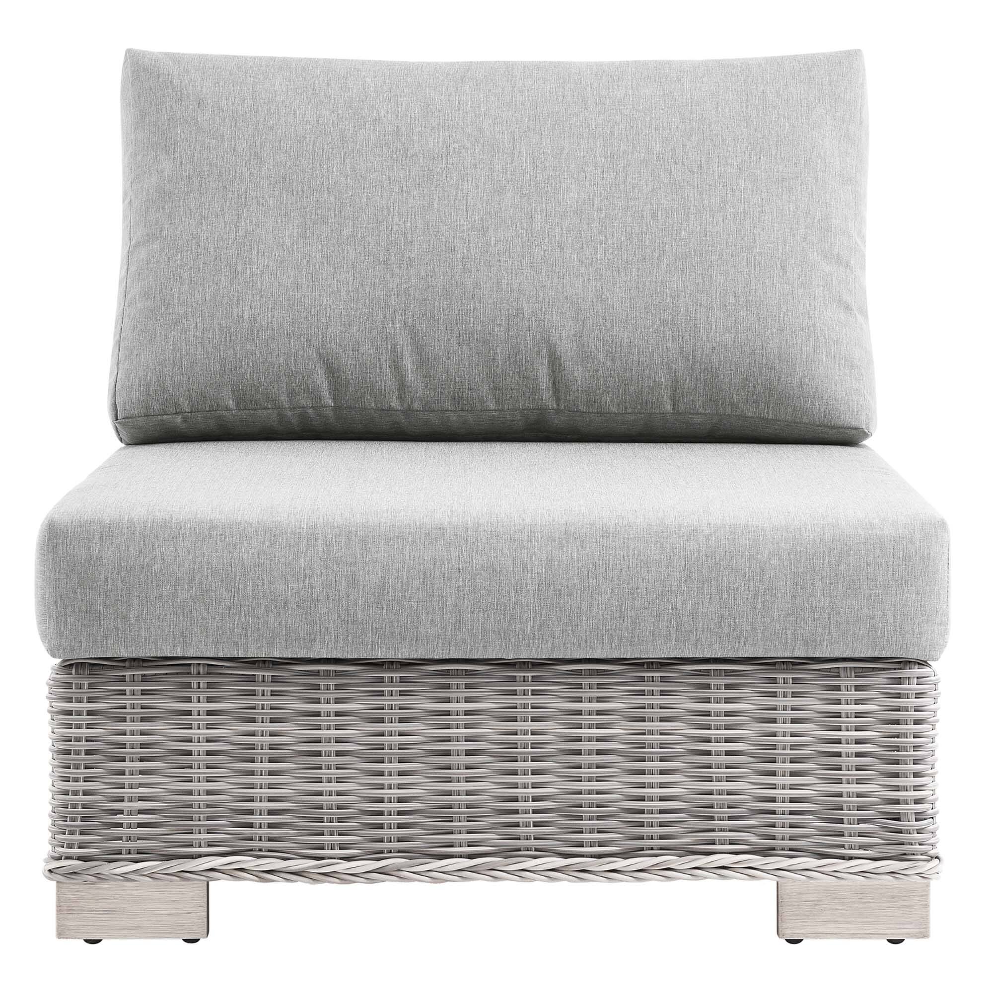 Alt View 3. Modway - Conway Outdoor Patio Wicker Rattan Armless Chair by Modway - Light Gray Gray.