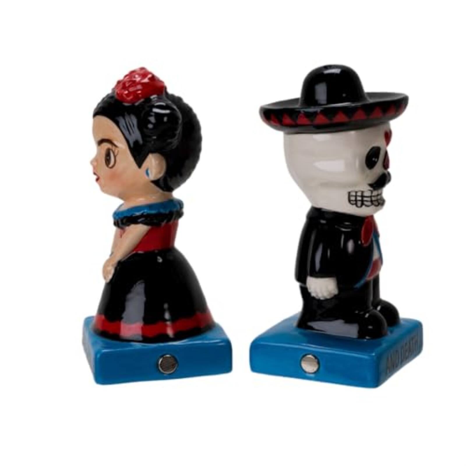 Back. Pacific Trading - Pacific Giftware Día de Los Muertos Inspired Ceramic Magnetic Salt and Pepper Shakers - Multicolor.
