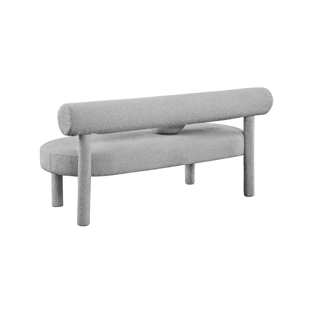 Left. Meridian Furniture - Parlor Grey Boucle Fabric Bench - Grey Boucle Fabric.