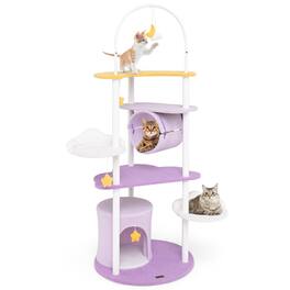Gymax - 62'' Multi-level Cat Tree w/ Moon-Shaped Top Perch Cloud-Shaped Jumping Platform