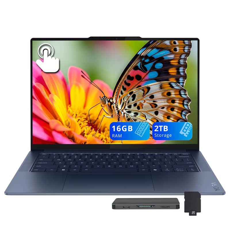 Lenovo - Yoga Slim 7 14.5" 3K Touch Laptop,Snapdragon X CPU,16GB RAM,1TB SSD+1TB Dock Set,Backlit Keyboard,Win 11 - Blue