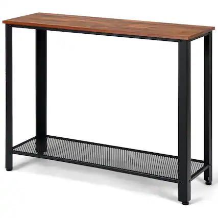 Front. Costway - Costway Console Sofa Table W/ Storage Shelf Metal Frame Wood Look Entryway Table - Black.