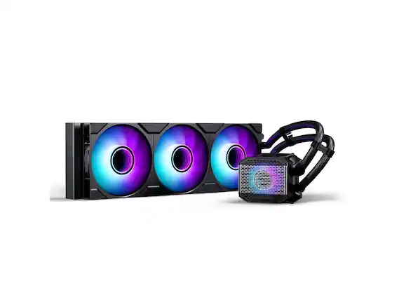 Front. Phanteks - Phanteks Glacier One 360M25 G2 AIO Liquid CPU Cooler, Black, RGB Pump Cap, 3x 120mm M25 G2 RGB Fans, for Intel & AMD - Black.