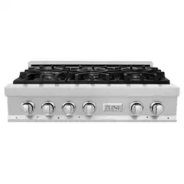 ZLINE - 36 in. Legacy Gas Rangetop with 6 Burners and Porcelain Cooktop (RTS-36) - Stainless Steel