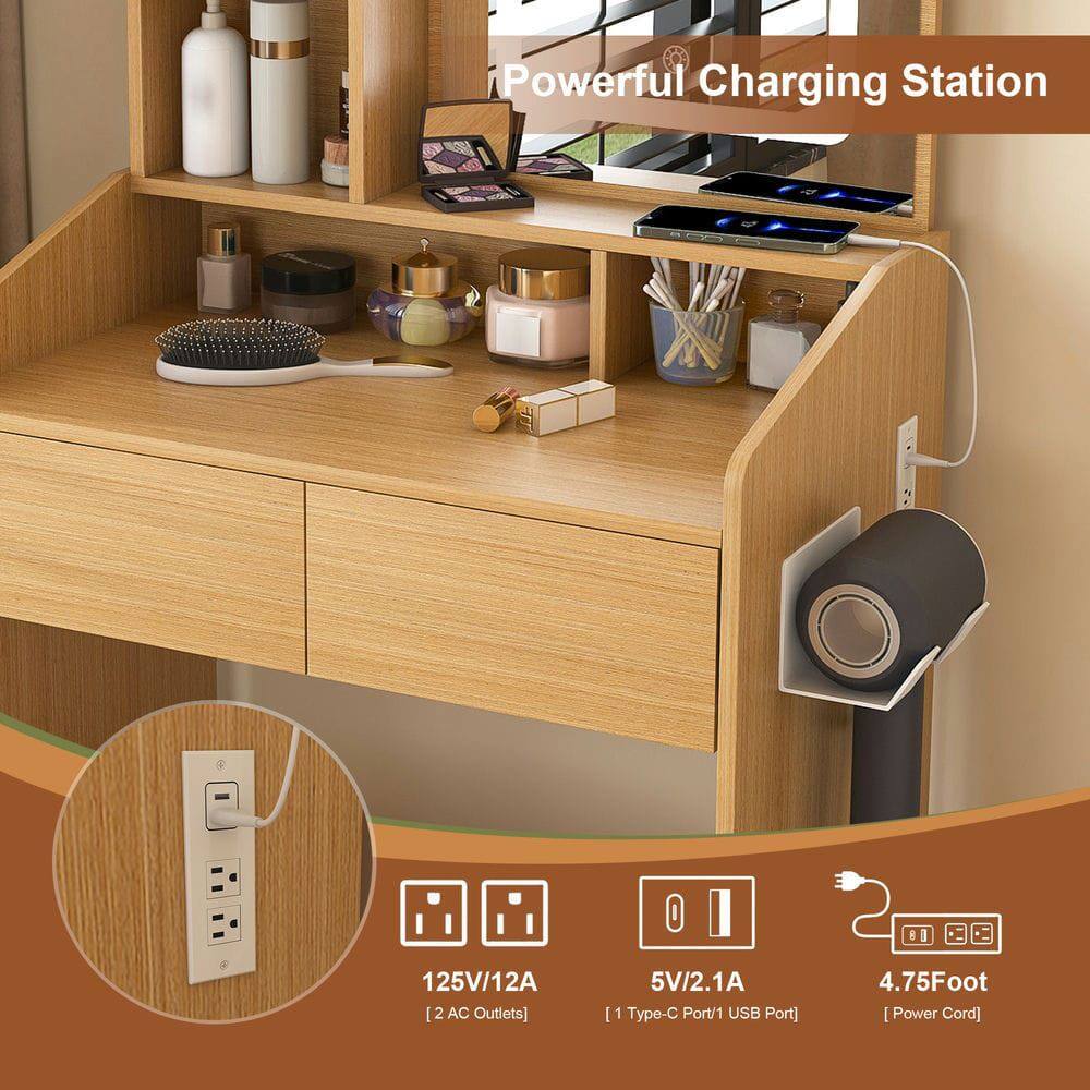 Powerful Charging Station

- 125V/12A
  - [2 AC Outlets]
- 5V/2.1A
  - [1 Type-C Port/1 USB Port]
- 4.75 Foot Power Cord