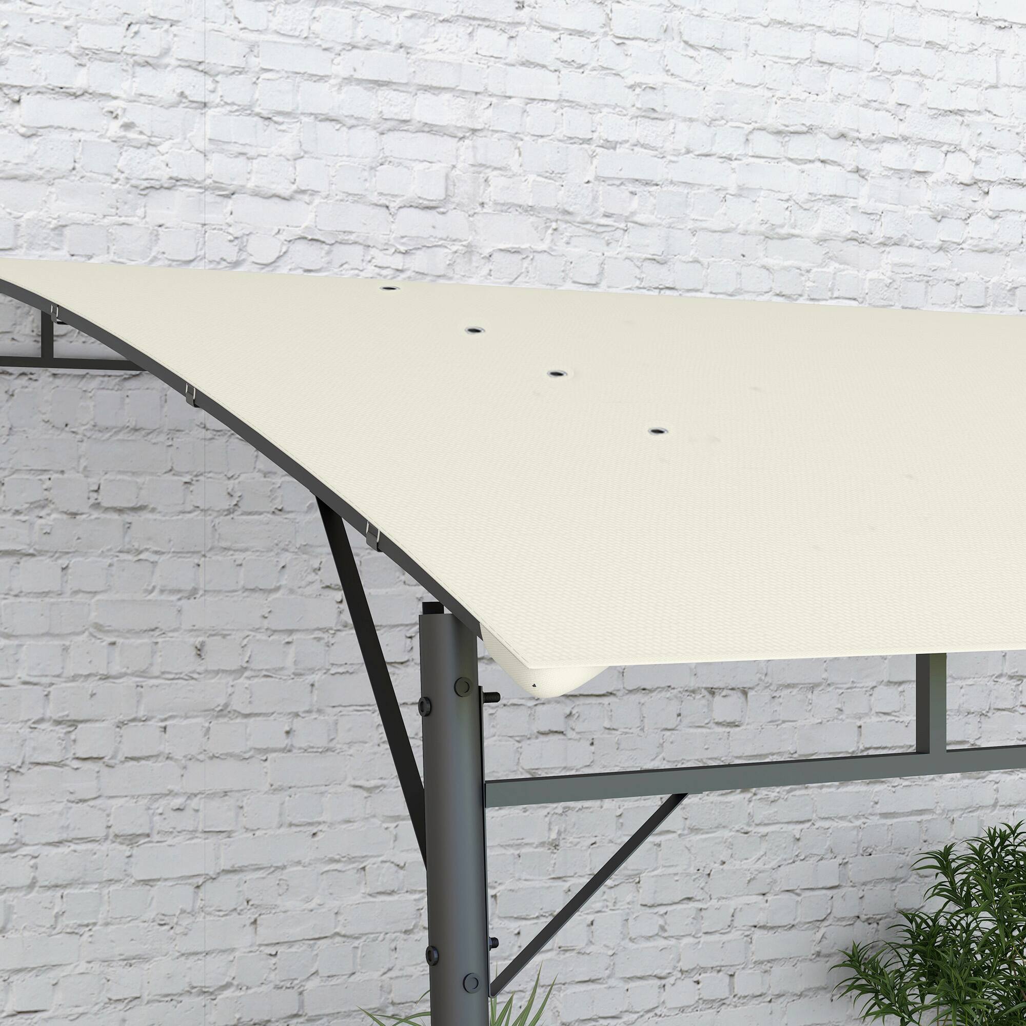 Alt View 4. Outsunny - 10' x 13' Outdoor Pergola Gazebo with UV-Resistant Canopy and Metal Frame, Sun Shade Shelter for Porch, Patio - Cream White.